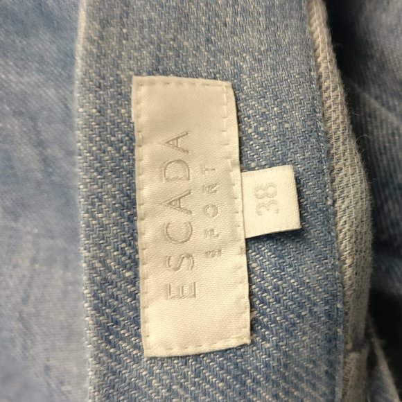 Linen trousers, ESCADA Germany classic straight leg Linen pant BLUE size 38 - Picture 2 of 8